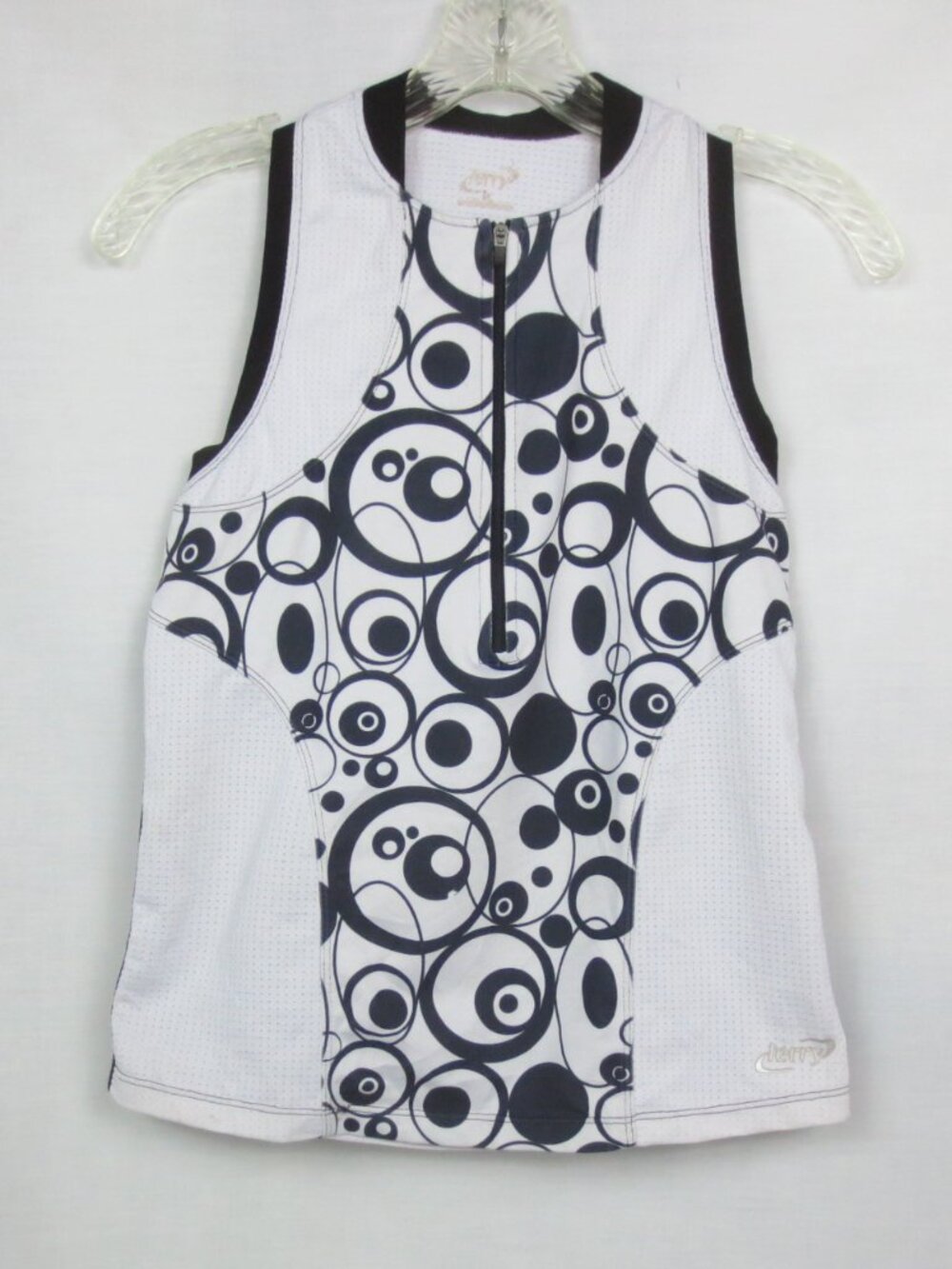 TERRY Top White Black Geo Print Breakaway Mesh Sleeveless Cycling Jersey Size XS